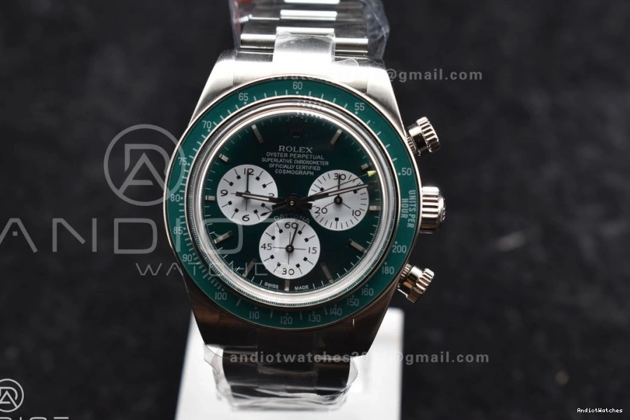 White Best Refined ADGF Bracelet Dial Daytona SS on A Green Edition 827 SS 0126